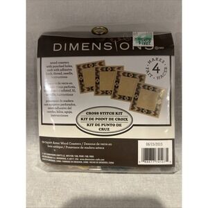 Dimensions Aztec Wood Coasters (4) Counted Cross Stitch Kit (4) 72-74107 NEW